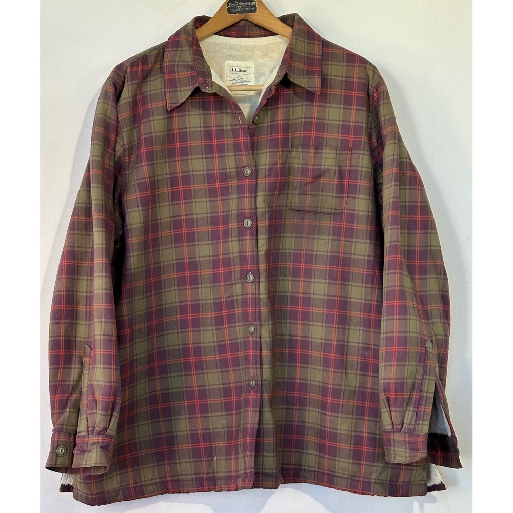 L.L. Bean Flannel Shirt Shacket Fleece Lined Womens XL Outdoors Granolagirl
